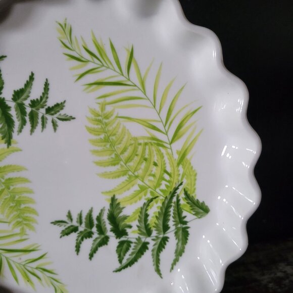 Vintage Shafford Enchantment Fern Leaf Porcelain Pie Dish Quiche Pie Baking Dish - Picture 2 of 4